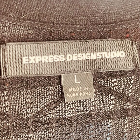 Express | Ribbed Ruffle Button Knit Top Black | Size L | EUC - Picture 5 of 10